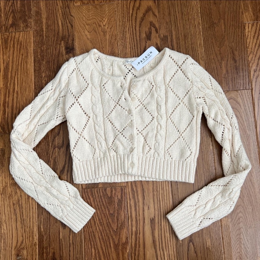 Brandy Melville Cream Cable Knit Cardigan